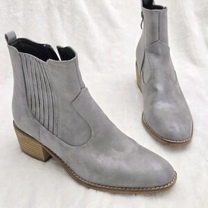 Boutique by Corky's Wayland Ankle Boots Women's Sz‎ 7 Metallic Gray Gold Festive